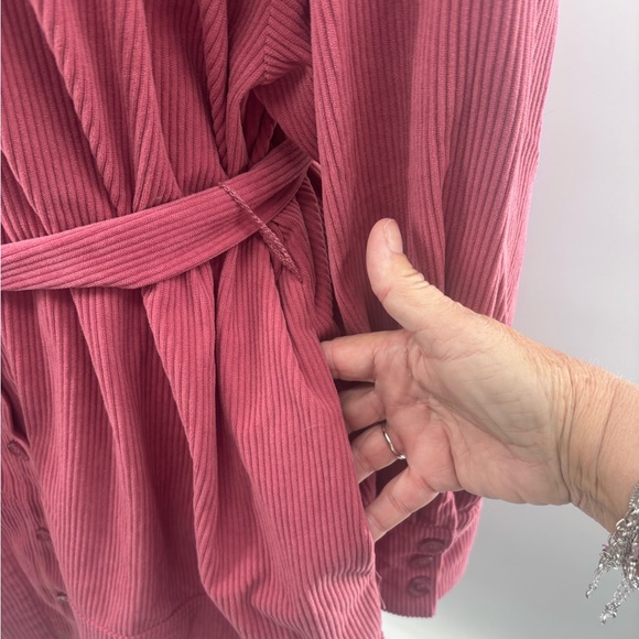 Eloquii Elements Corduroy Belted Shirtdress in Rose Mauve Size 20 - Picture 7 of 7